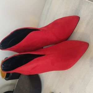 H by Halston Red Vegan Suede Booties SZ 10